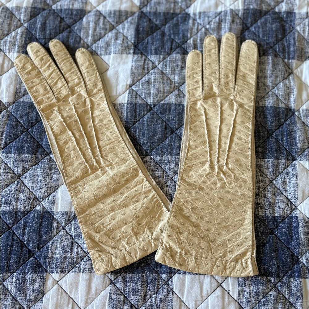 Ostrich skin Prada gloves